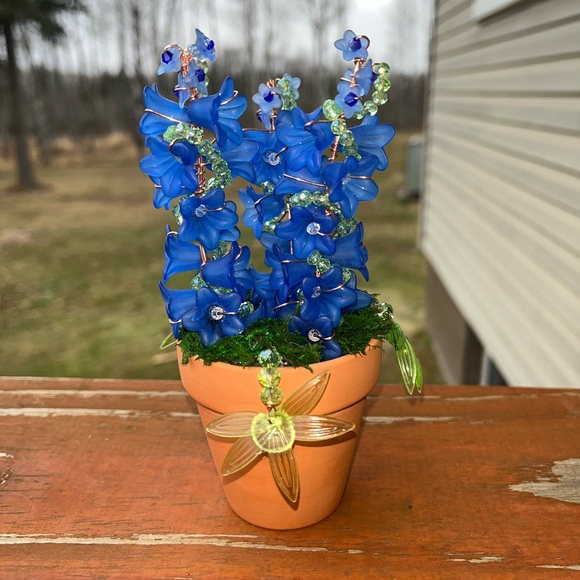 Other - **SOLD** Handcrafted Beaded Bluebonnet/Delphinium Plant